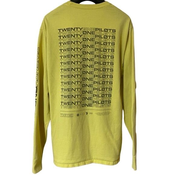 Twenty One Pilots Men’s Unisex Yellow Trench Graphic Long Sleeve Shirt Sz L - Picture 2 of 12